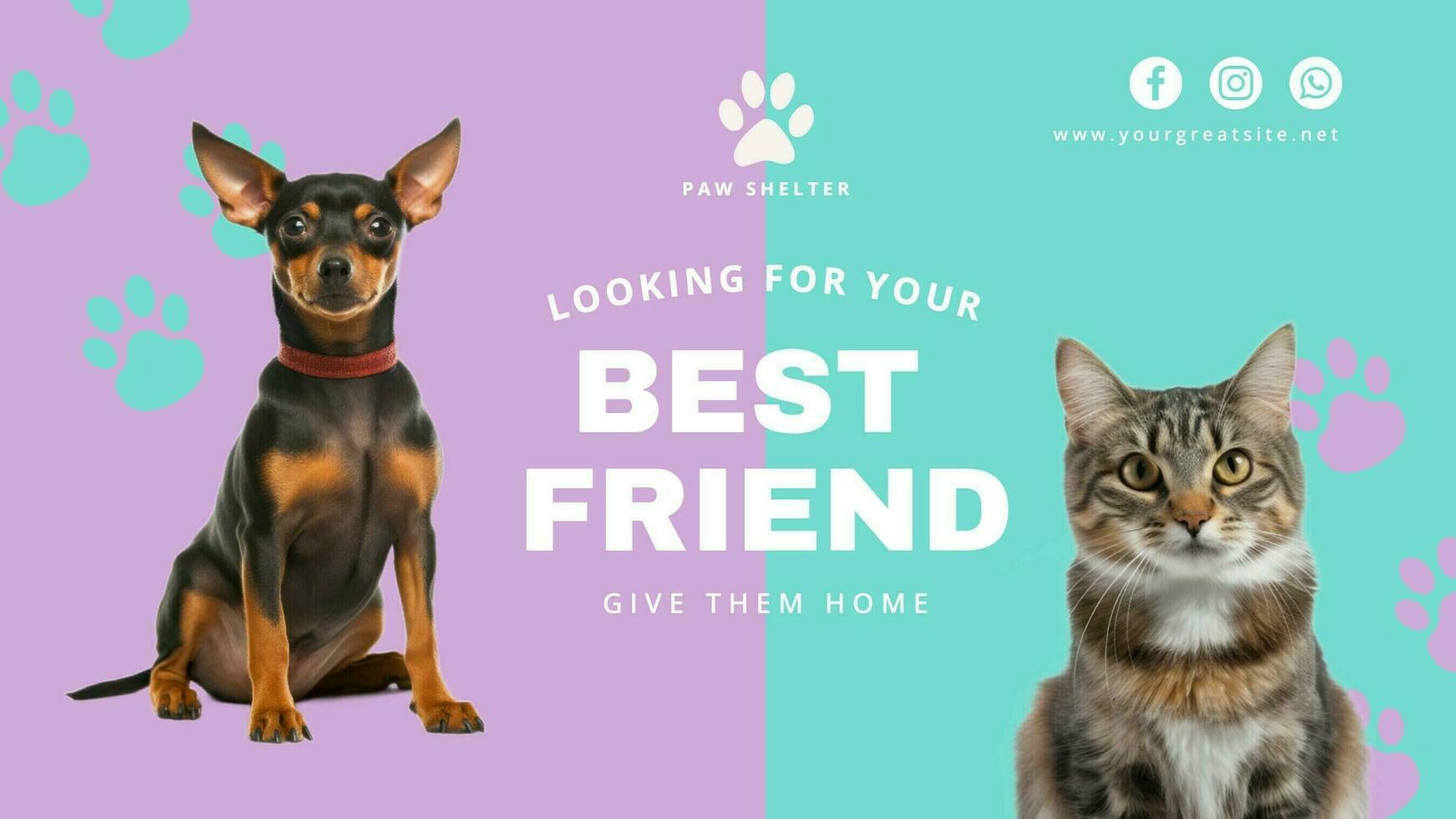 pet adoption charity post social media template