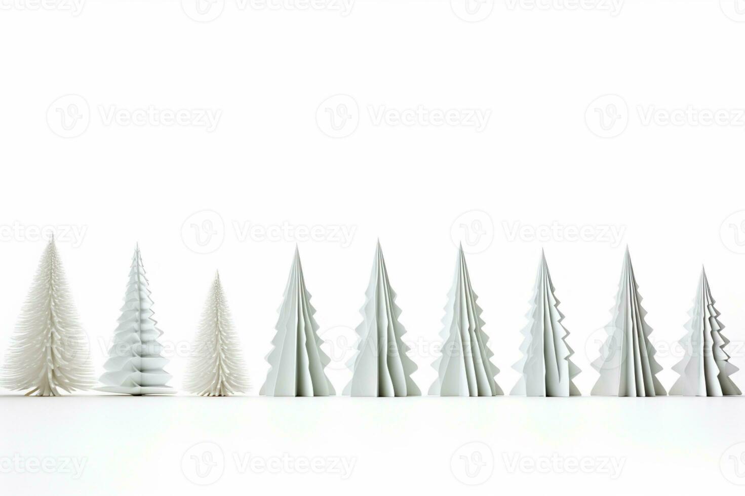 AI generated Christmas tree in paper style on white background photo