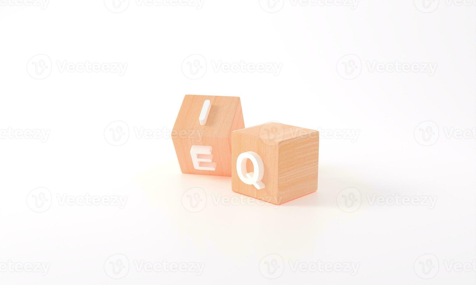 de madera bloquear cubo voltear eq a coeficiente intelectual madera cubo mínimo coeficiente intelectual negocio trabajo concepto diseño. 3d representación. 3d ilustración. foto