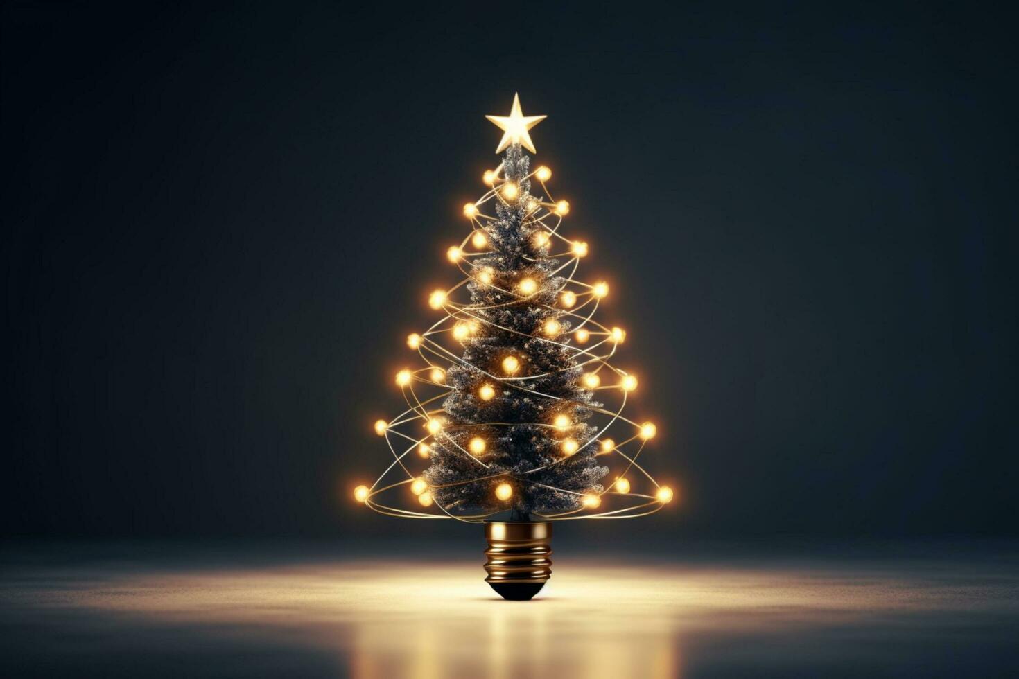 AI generated Christmas tree made of bulb and light technology concept photo