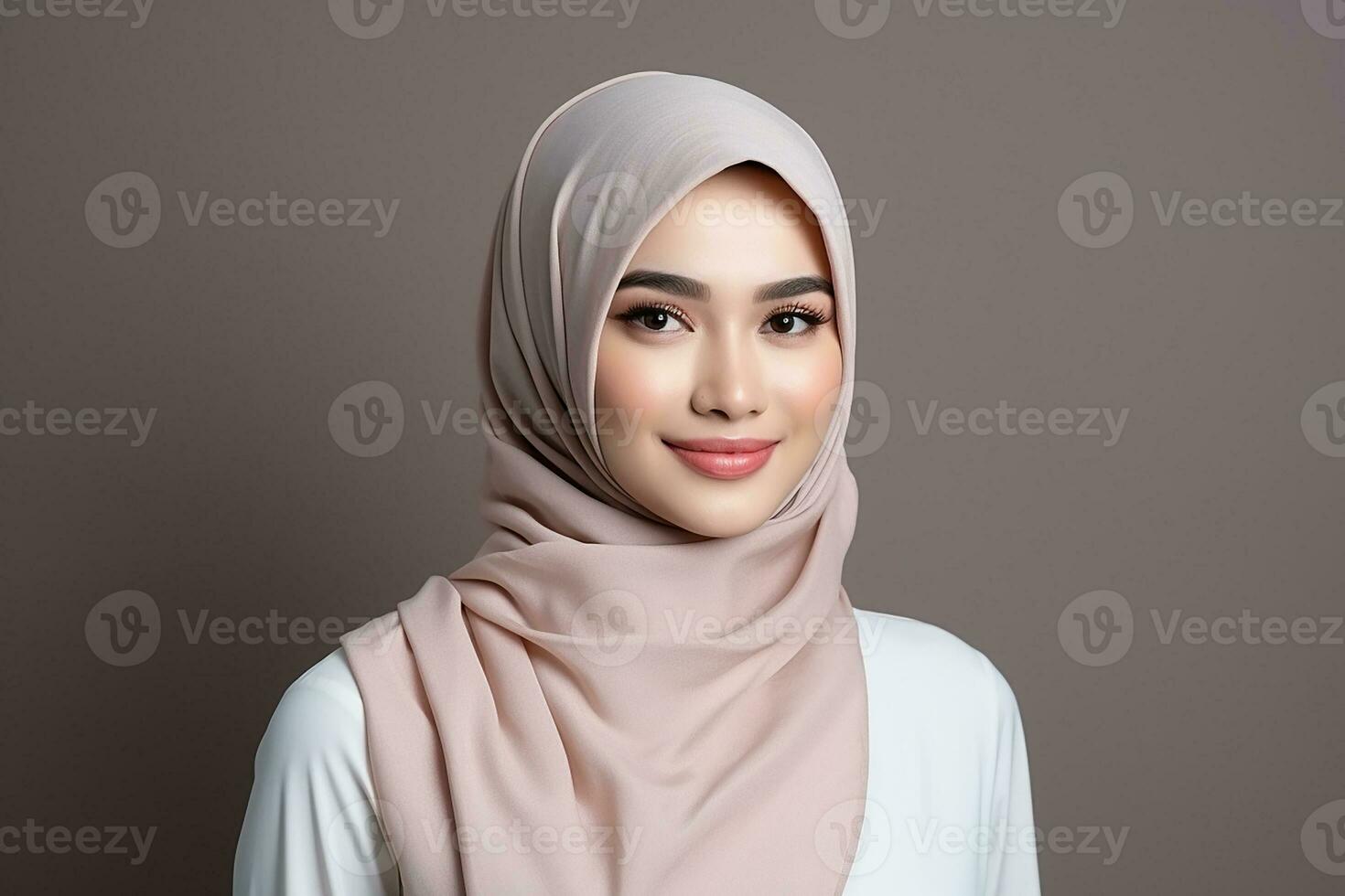 AI generated Portrait of a beautiful Muslim woman wearing hijab on isolated background generative AI photo