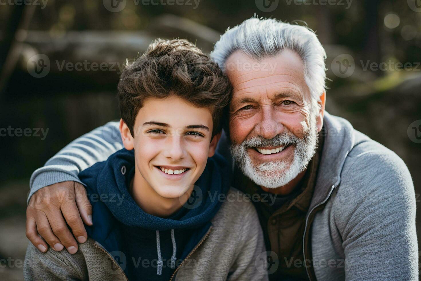 AI generated father spending time together with his son outdoors photo