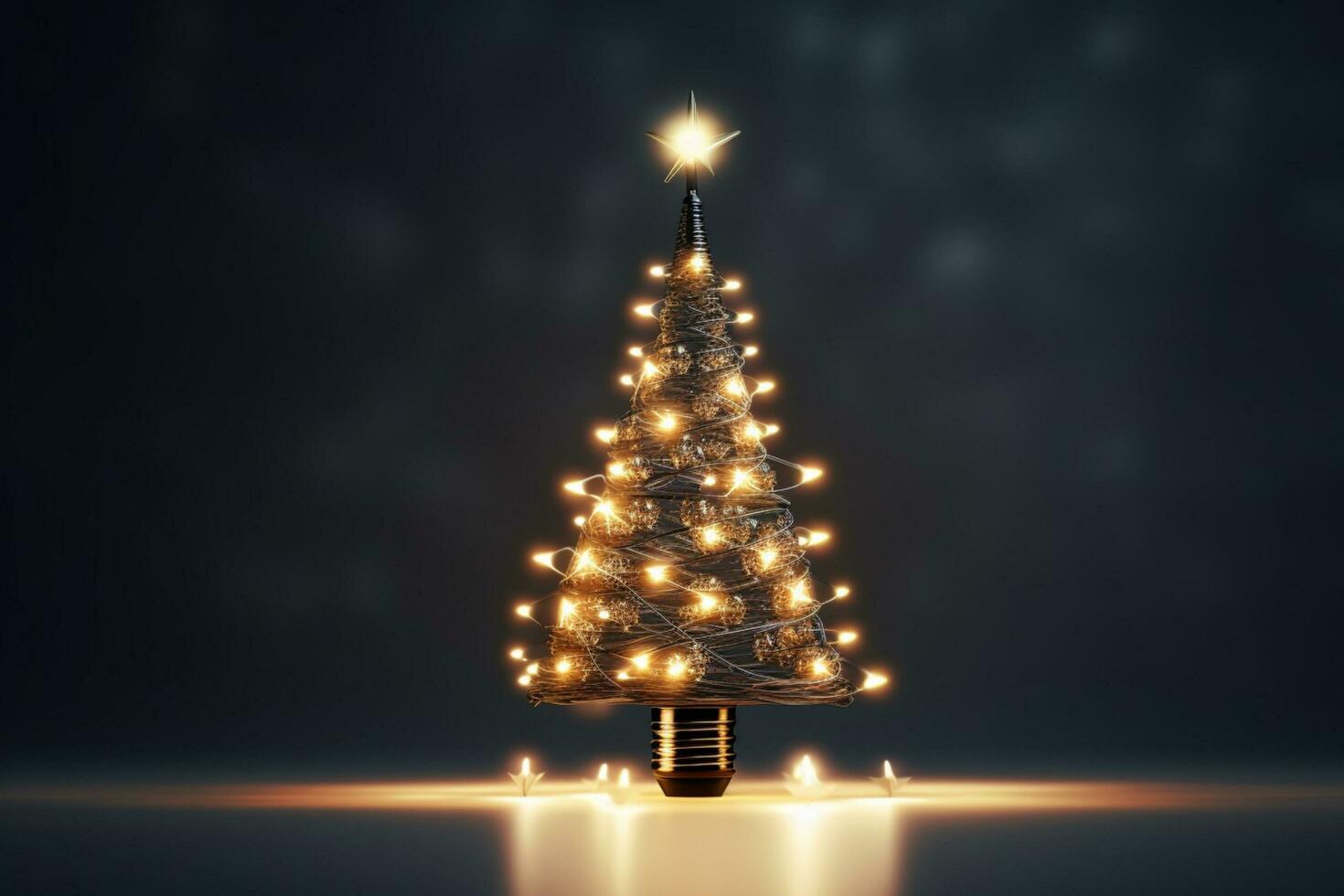 AI generated Christmas tree made of bulb and light technology concept photo