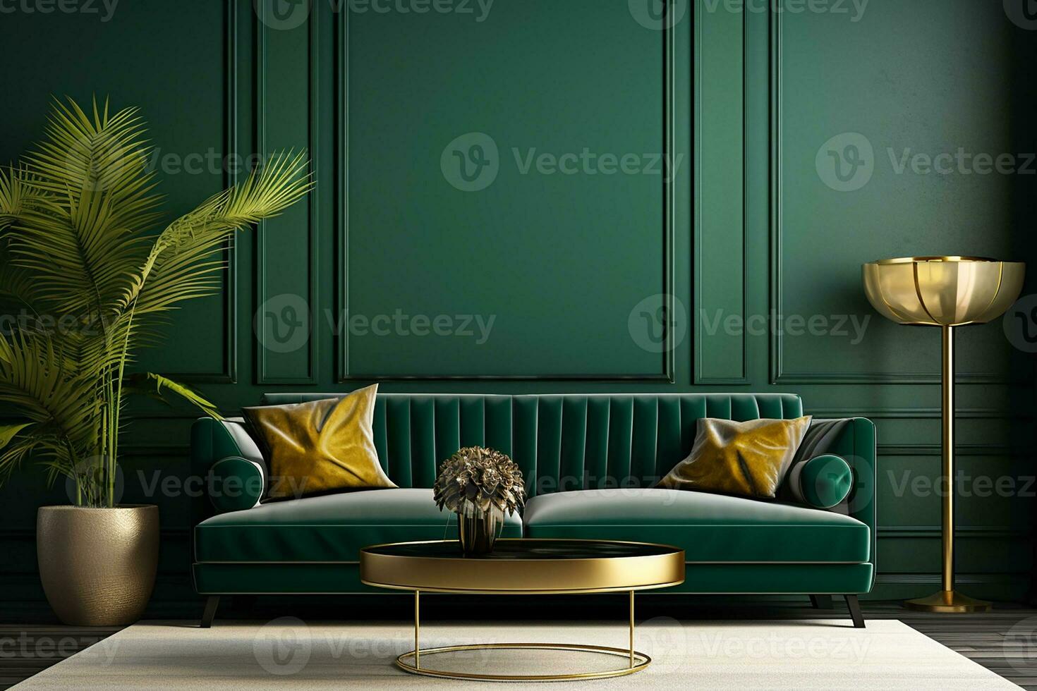 AI generated 3d rendered Minimal style Modern living room interior design with sofa photo