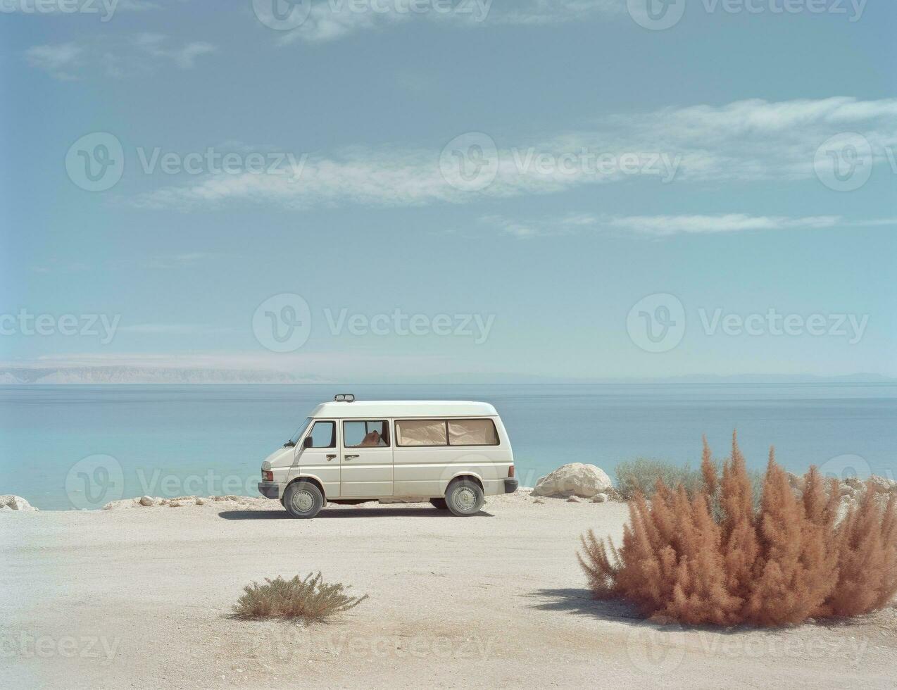 AI generated travel with campervan photo