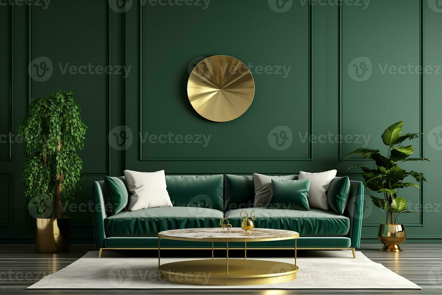 AI generated 3d rendered Minimal style Modern living room interior design with sofa photo