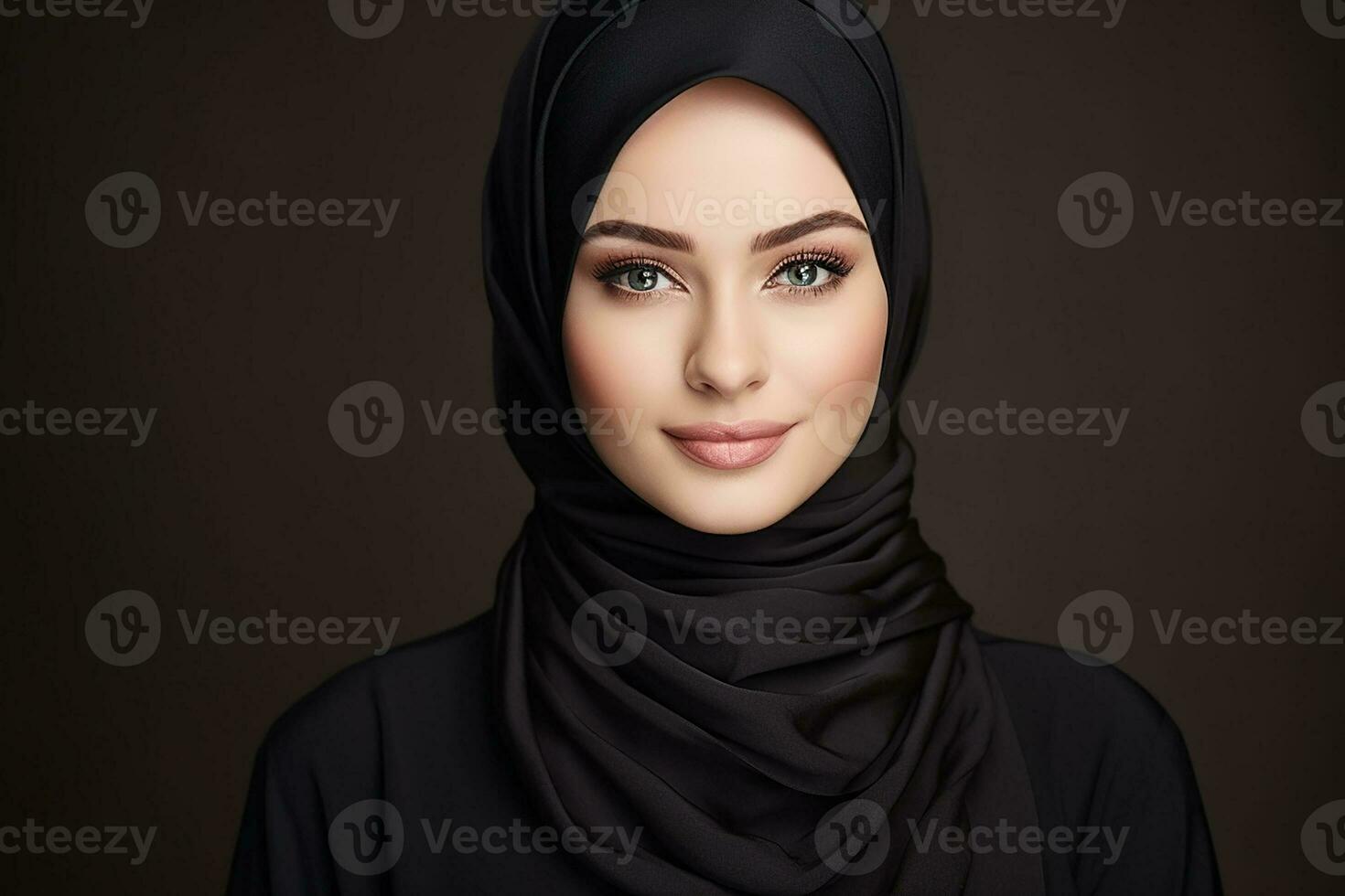 AI generated Portrait of a beautiful Muslim woman wearing hijab generative AI photo