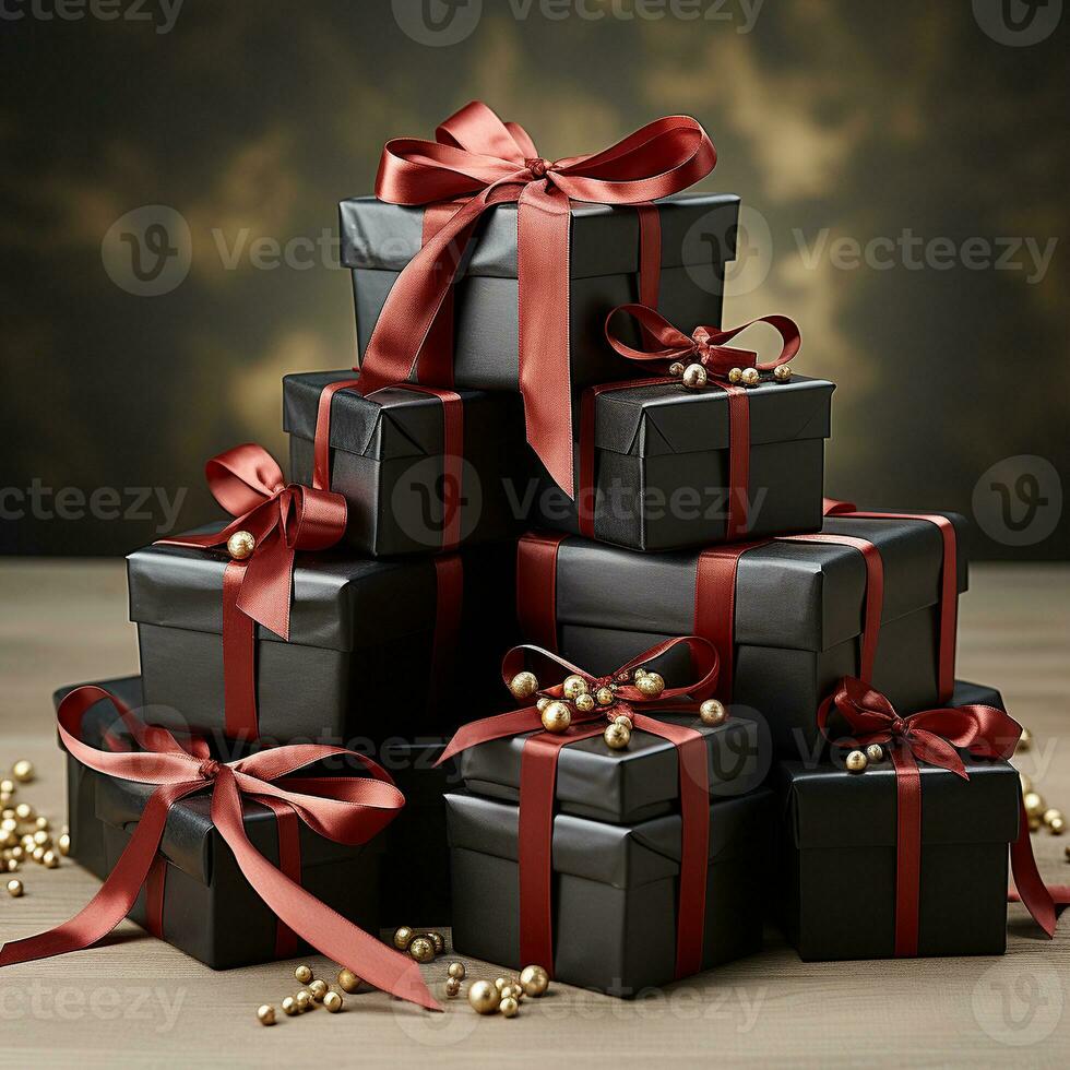 AI generated pile of gift box photo