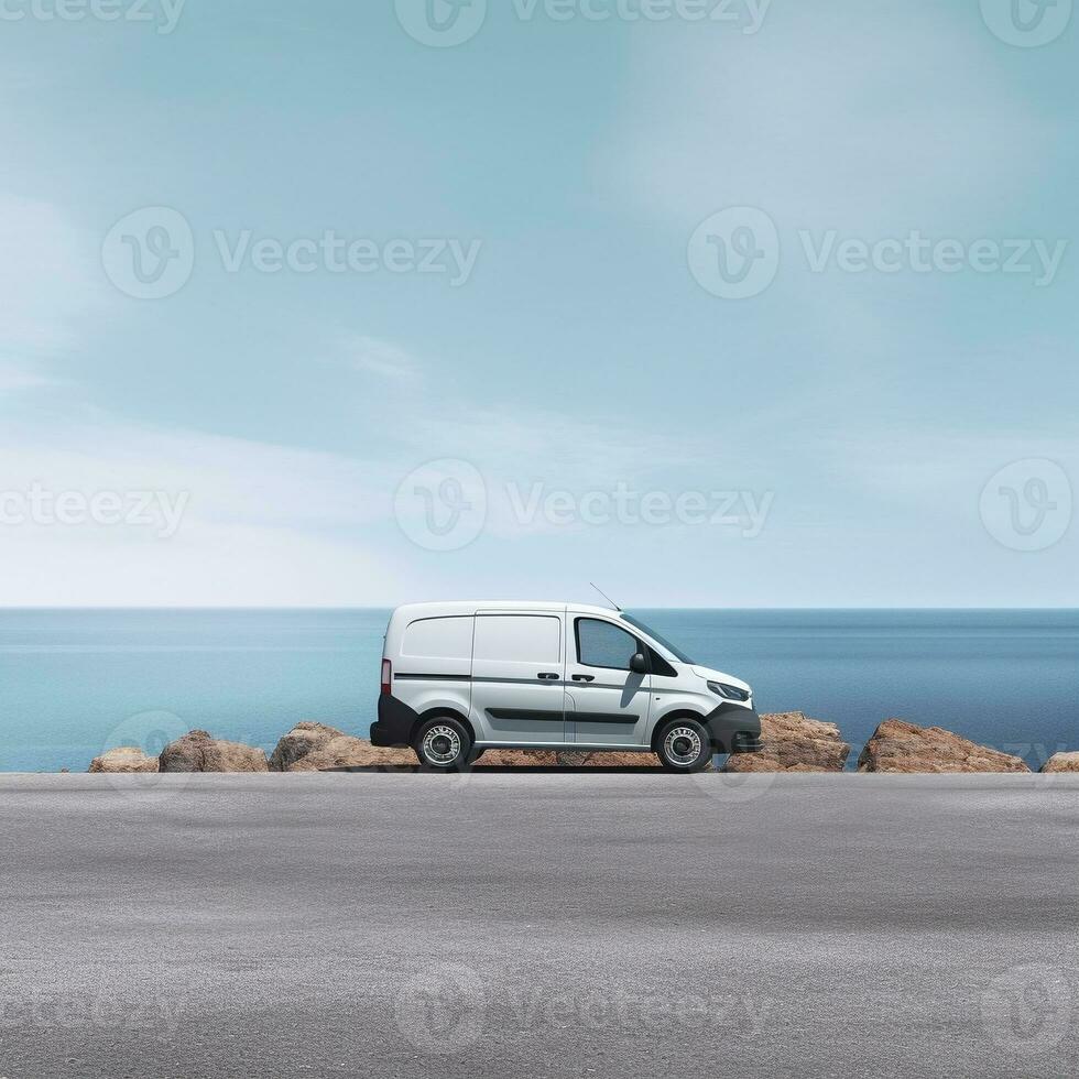 AI generated travel with campervan photo