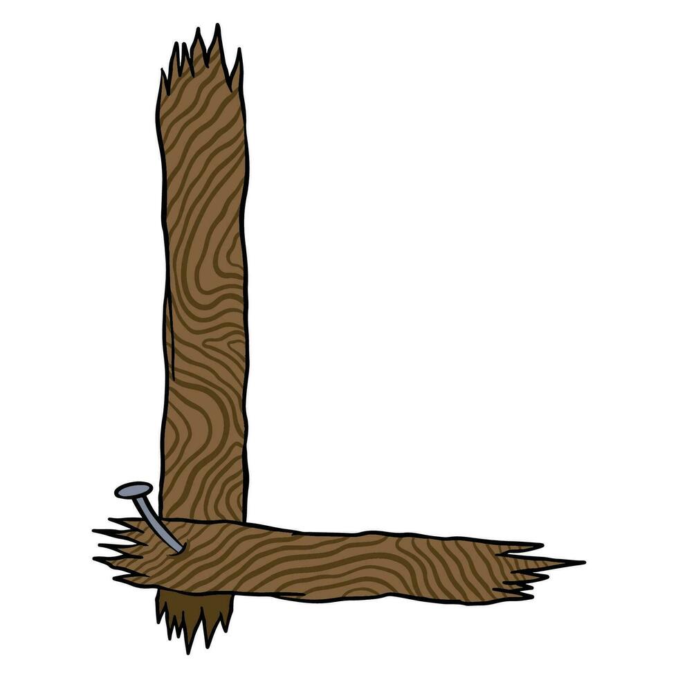 L Wooden Alphabet Font vector