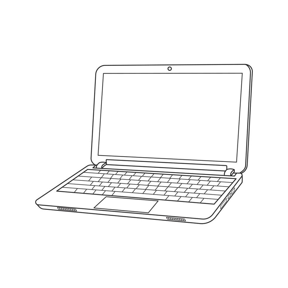 mano dibujado niños dibujo vector ilustración dibujos animados ordenador portátil icono aislado en blanco