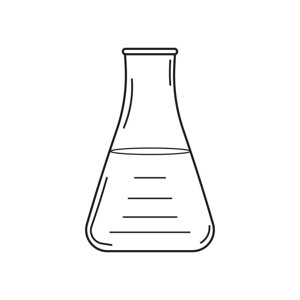 Hand drawn Kids drawing cartoon Vector illustration erlenmeyer flask icon Isolated on White
