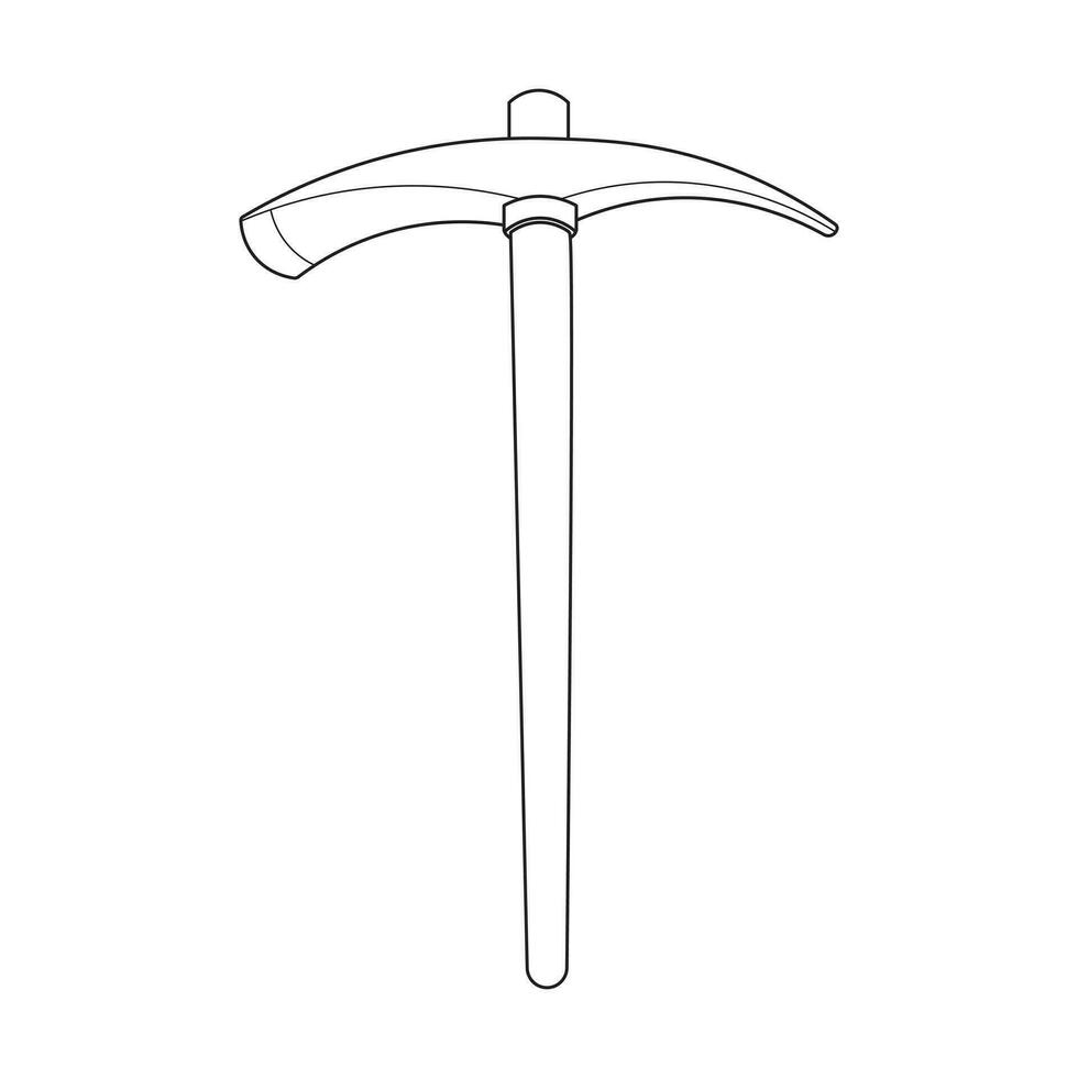 Hand drawn Kids drawing Cartoon Vector illustration pickaxe axe icon Isolated on White Background