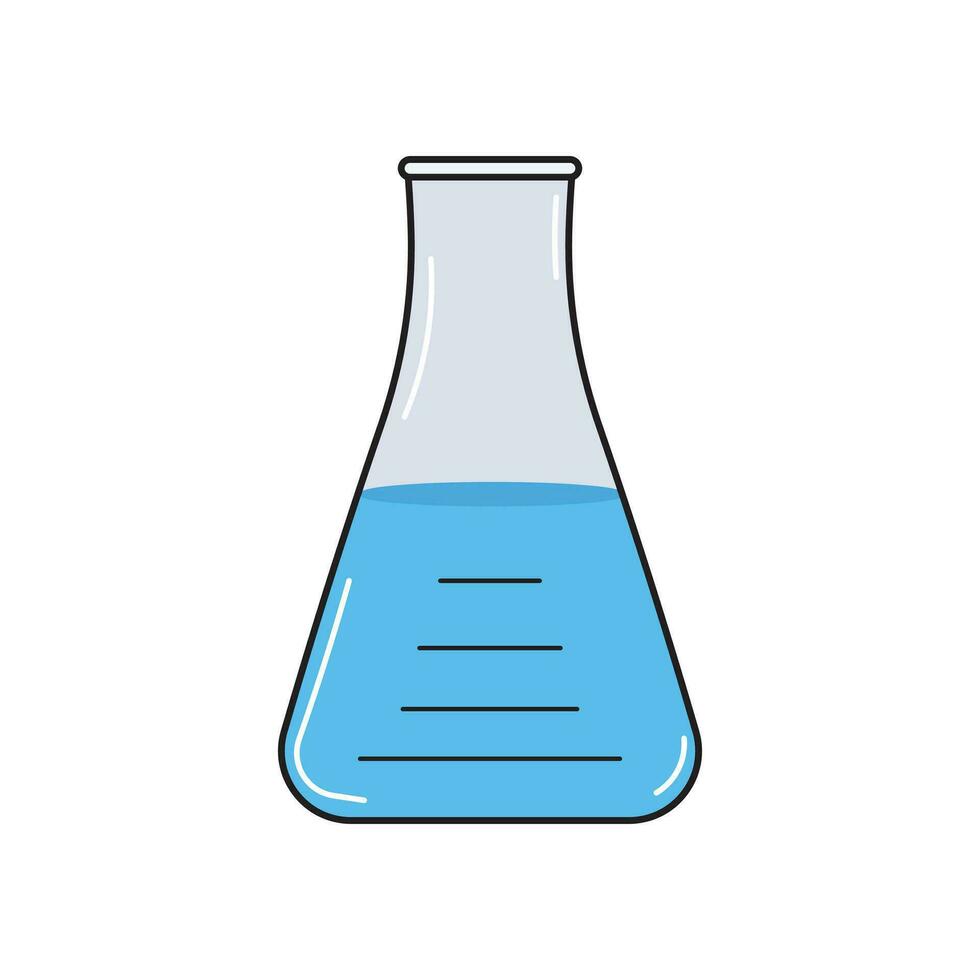 Kids drawing cartoon Vector illustration erlenmeyer flask icon Isolated on White