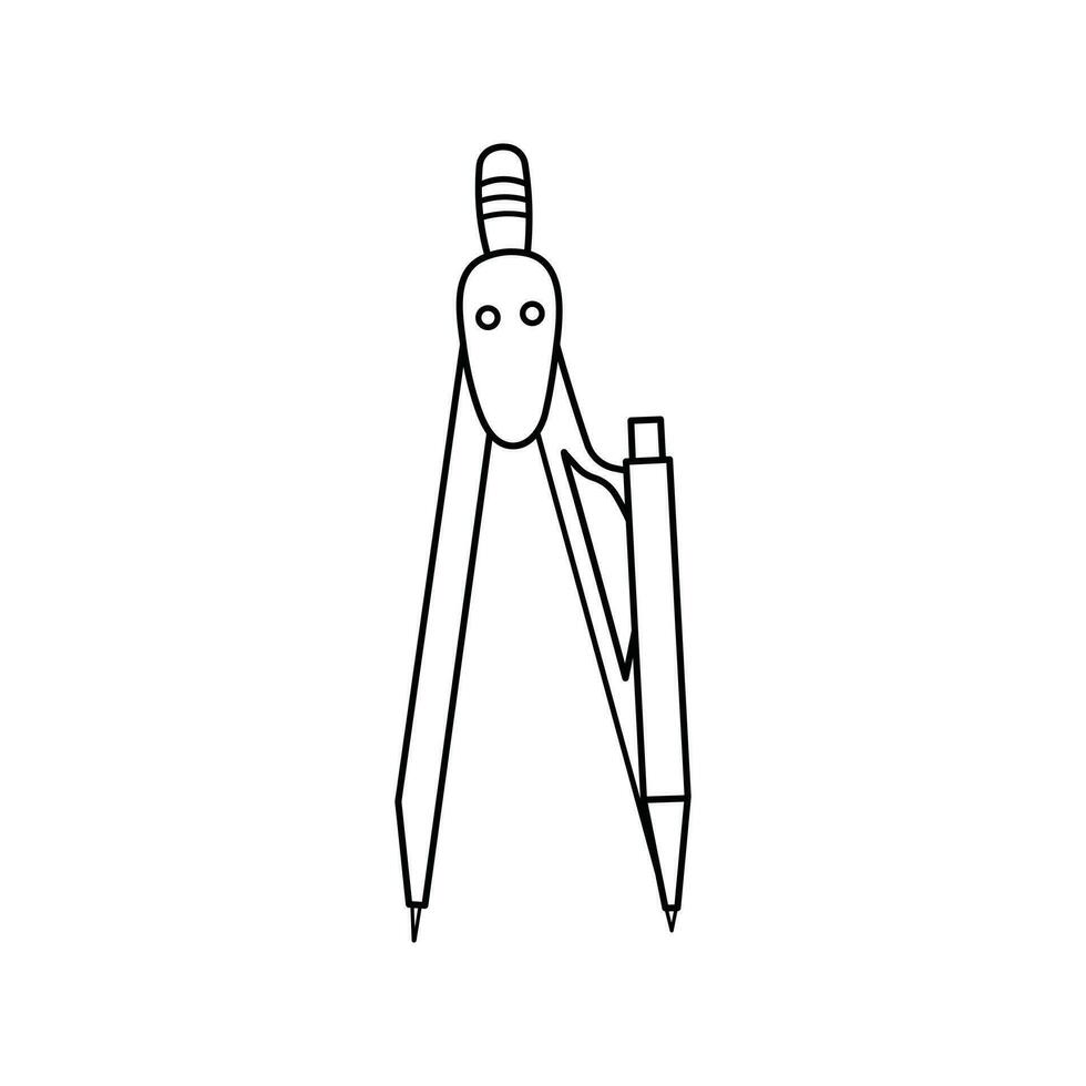 Hand drawn Kids drawing cartoon Vector illustration drawing compass icon Isolated on White