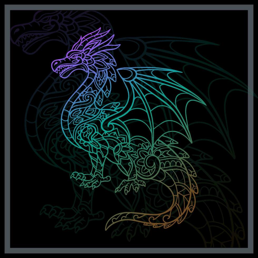 Gradient Colorful Dragon mandala arts. vector