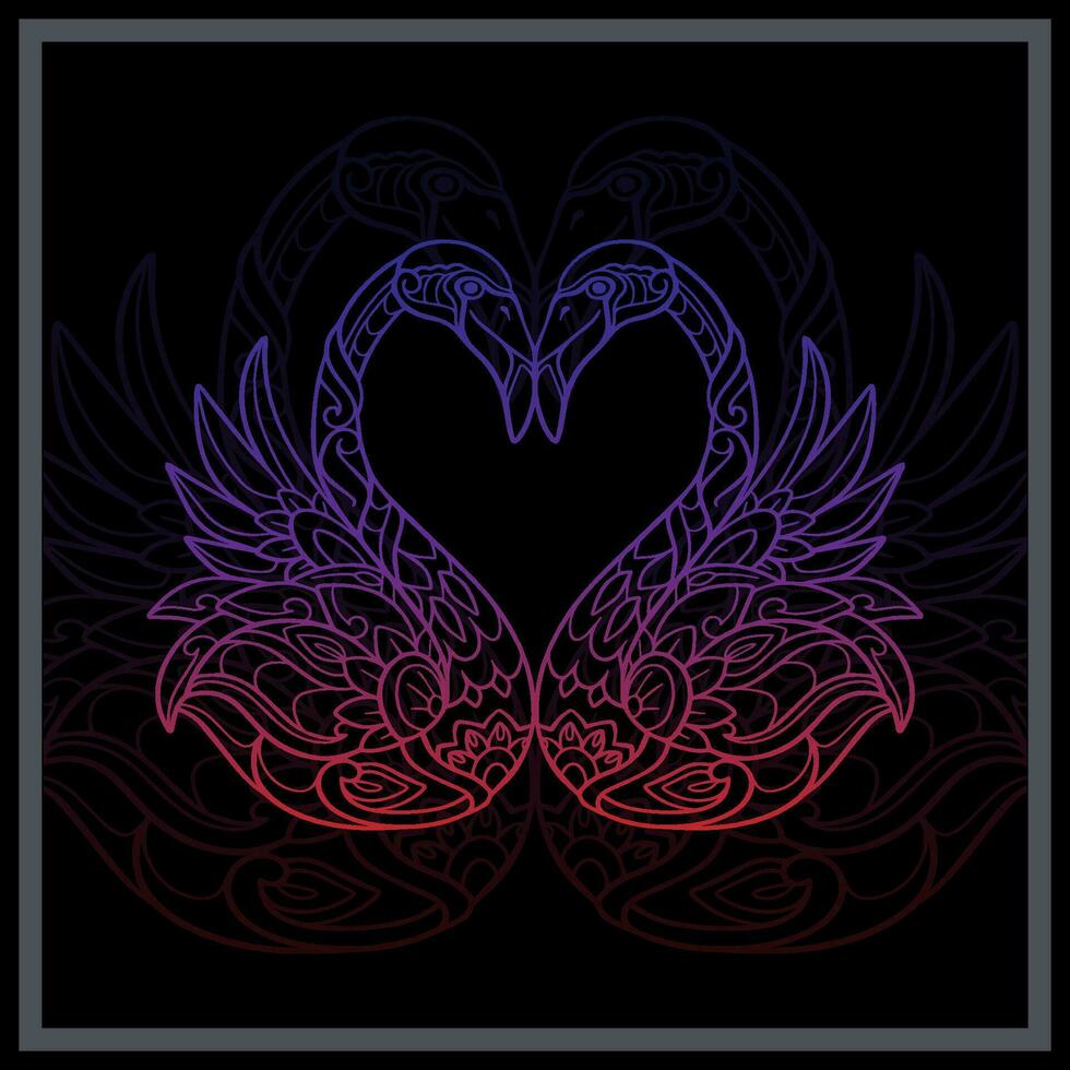 Gradient Colorful Flamingo bird mandala arts. vector
