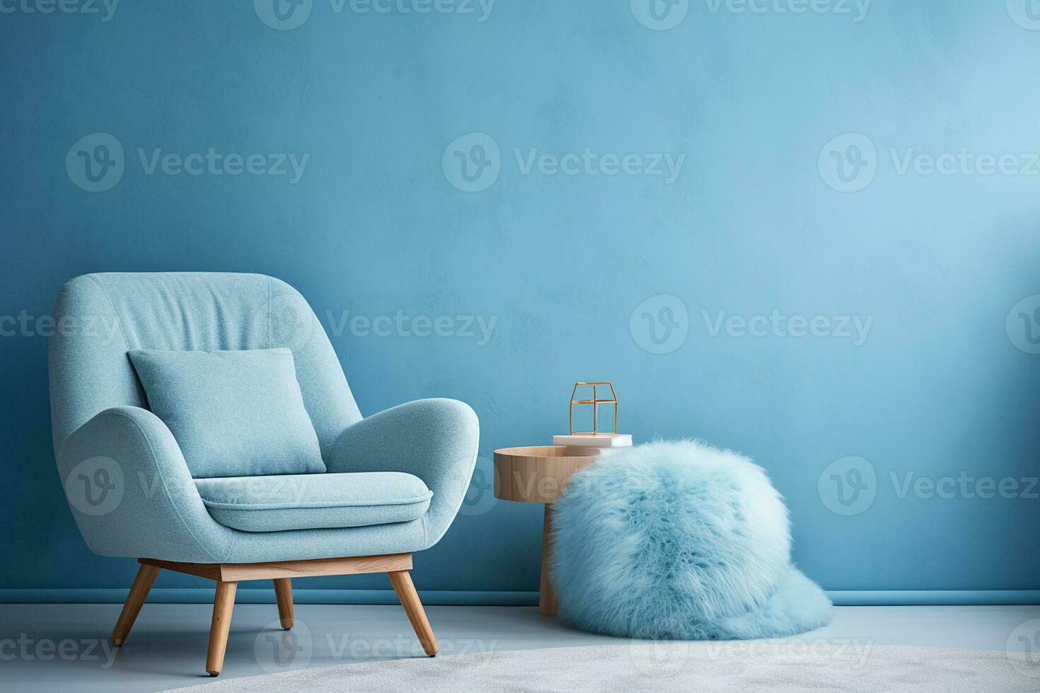 AI generated 3d rendered Minimal style Modern living room interior design with modern chair photo