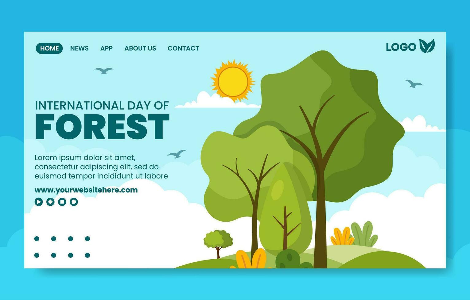 Forest Day Social Media Landing Page Cartoon Hand Drawn Templates Background Illustration vector