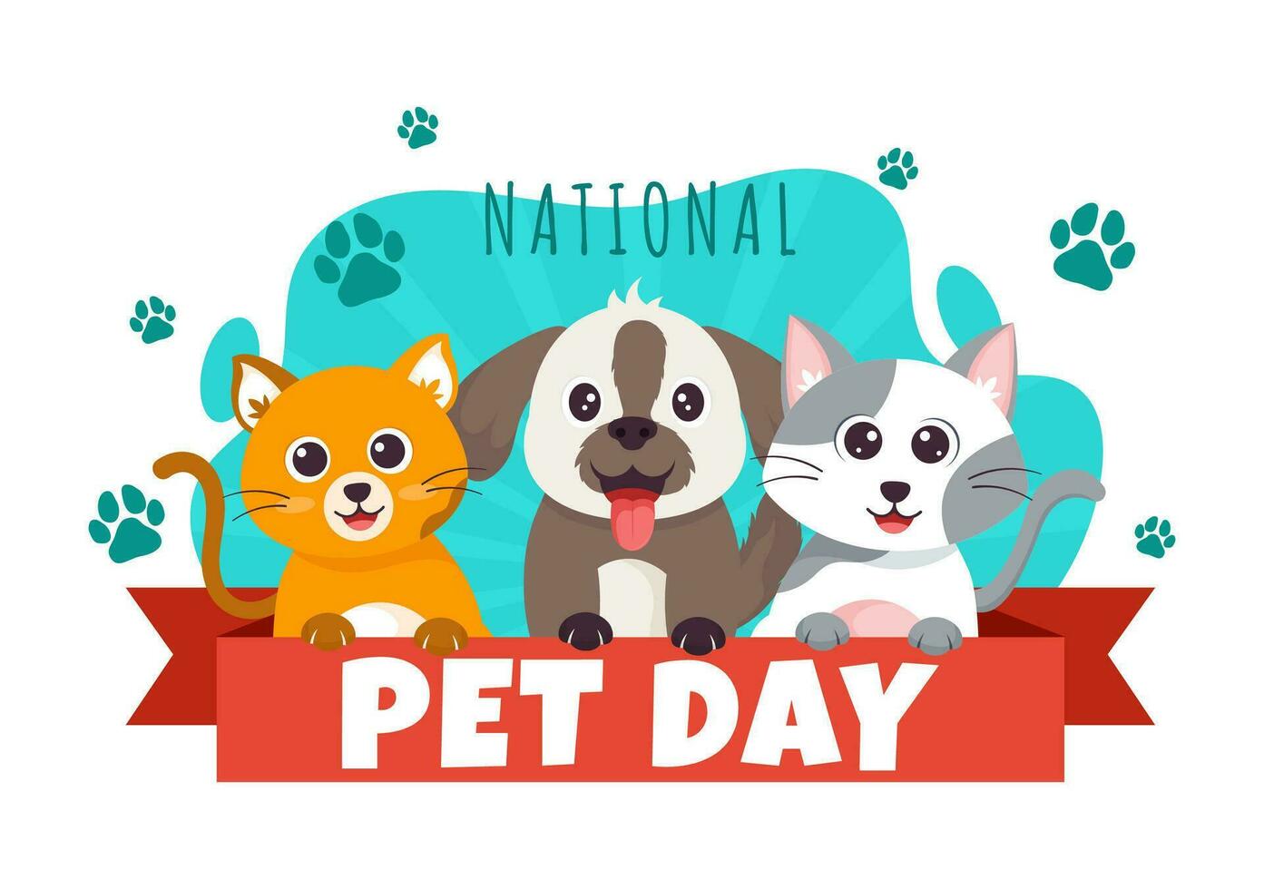 nacional mascota día vector ilustración en abril 11 con linda mascotas de gatos y perros para celebrar tu animal compañero en plano dibujos animados antecedentes