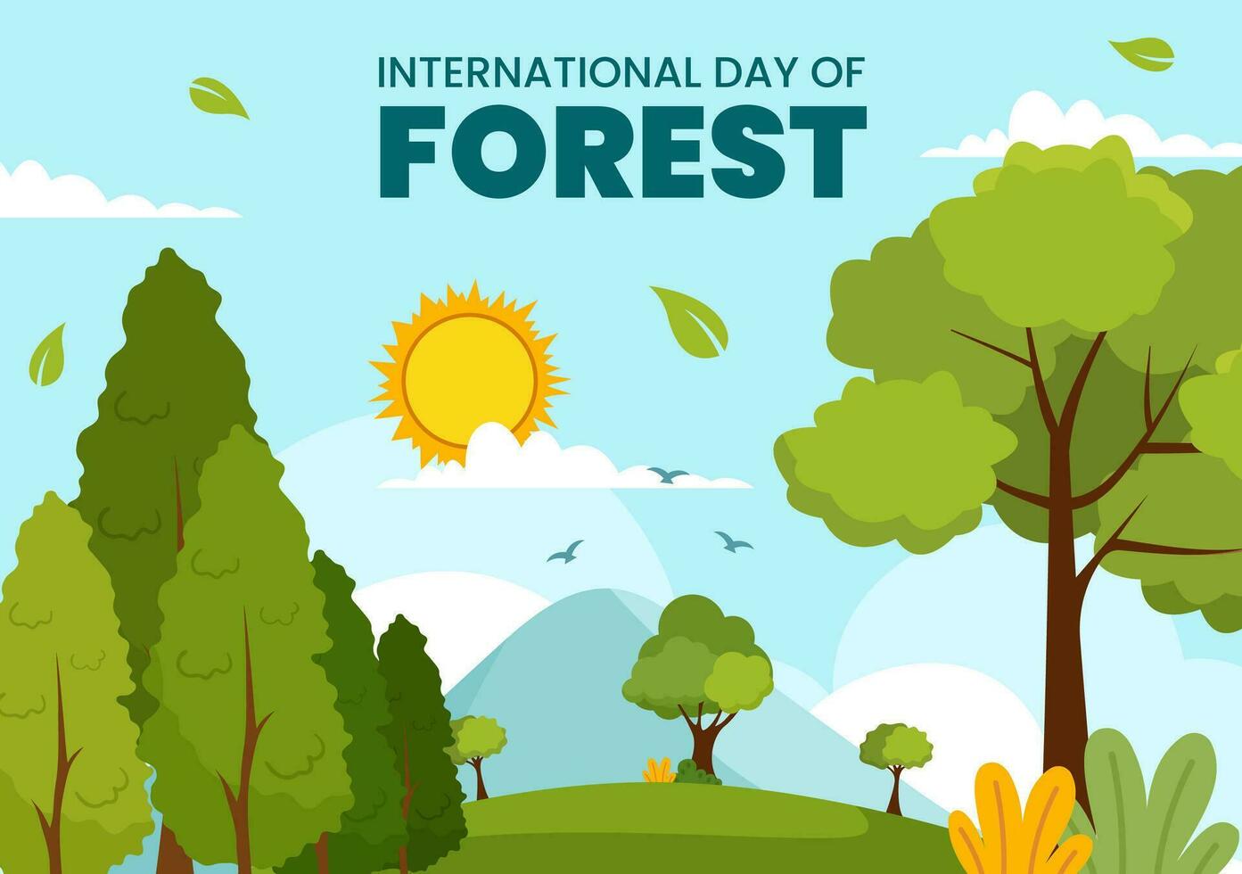 Forest Day Social Media Background Flat Cartoon Hand Drawn Templates Illustration vector