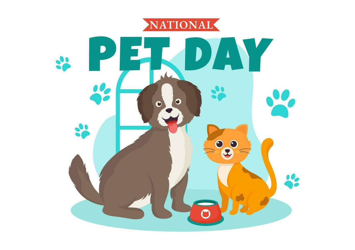 National Pet Day Vector Illustration on April 11 with Cute Pets of Cats and Dogs for Celebrate your Animal Companion in Flat Cartoon Background