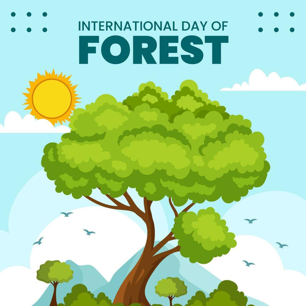 Forest Day Social Media Illustration Flat Cartoon Hand Drawn Templates Background vector