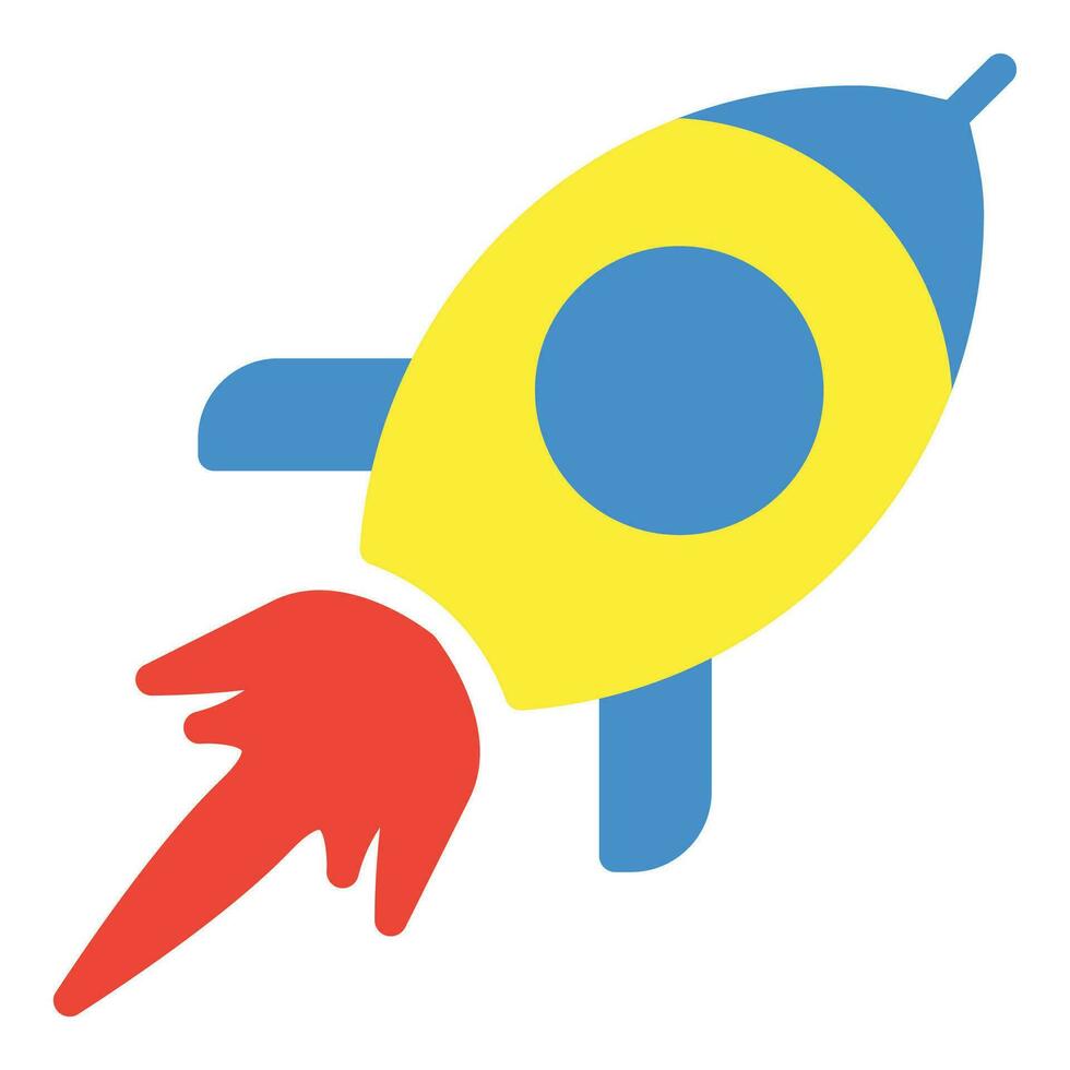 rocket icon or logo illustration flat color style vector