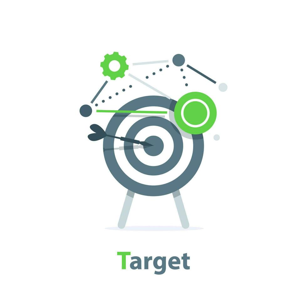 Financial target goal concept, idea of marketing business money earnings aim, strategy achievement, success targeting audience modern design image vector
