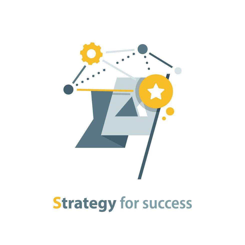 Strategy for success,golden cup, game trophy, award ceremony, big accomplishment,win prize, reward program vector