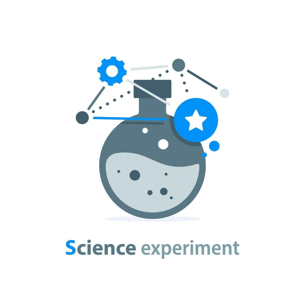 Biogenetic concept,glass tube bio sample growth, DNA research,science education,data and analysis vector