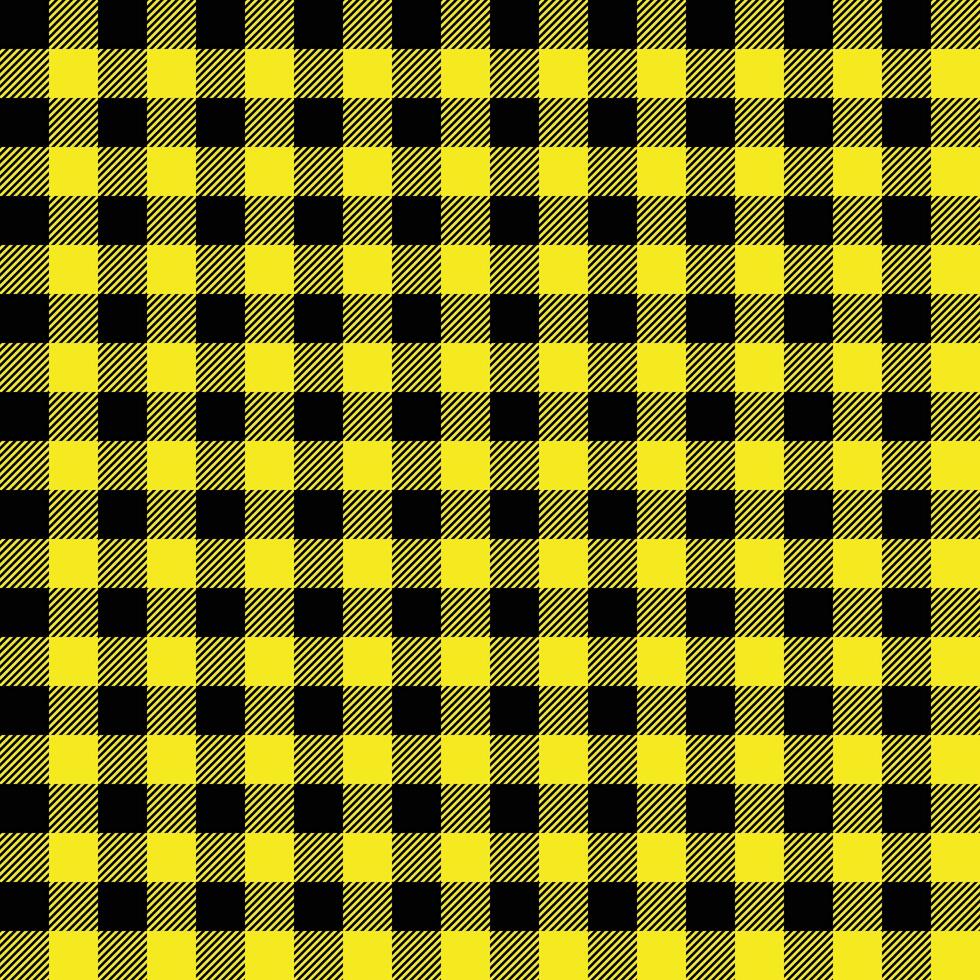 Seamless Repeating Yellow And Black Buffalo Plaid Pattern vector
