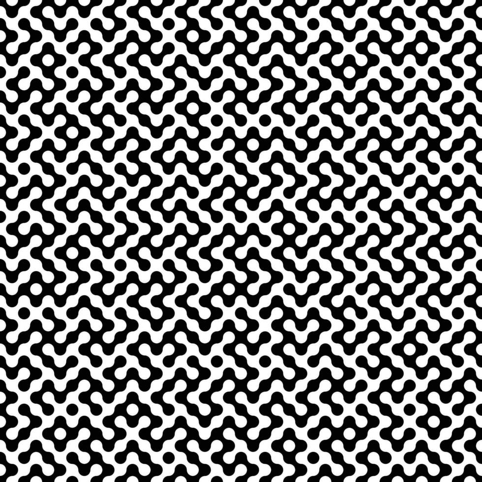 Black and white geometric rounded diagonal maze pattern vector