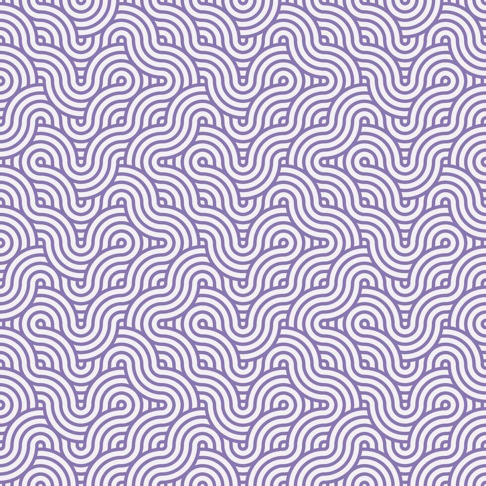 Purple seamless abstract geometric japanese overlapping circles lines and waves pattern vector