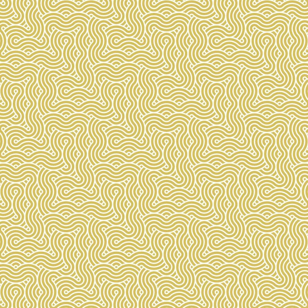 Abstract geometric yellow japanese overlapping circles lines and waves pattern vector