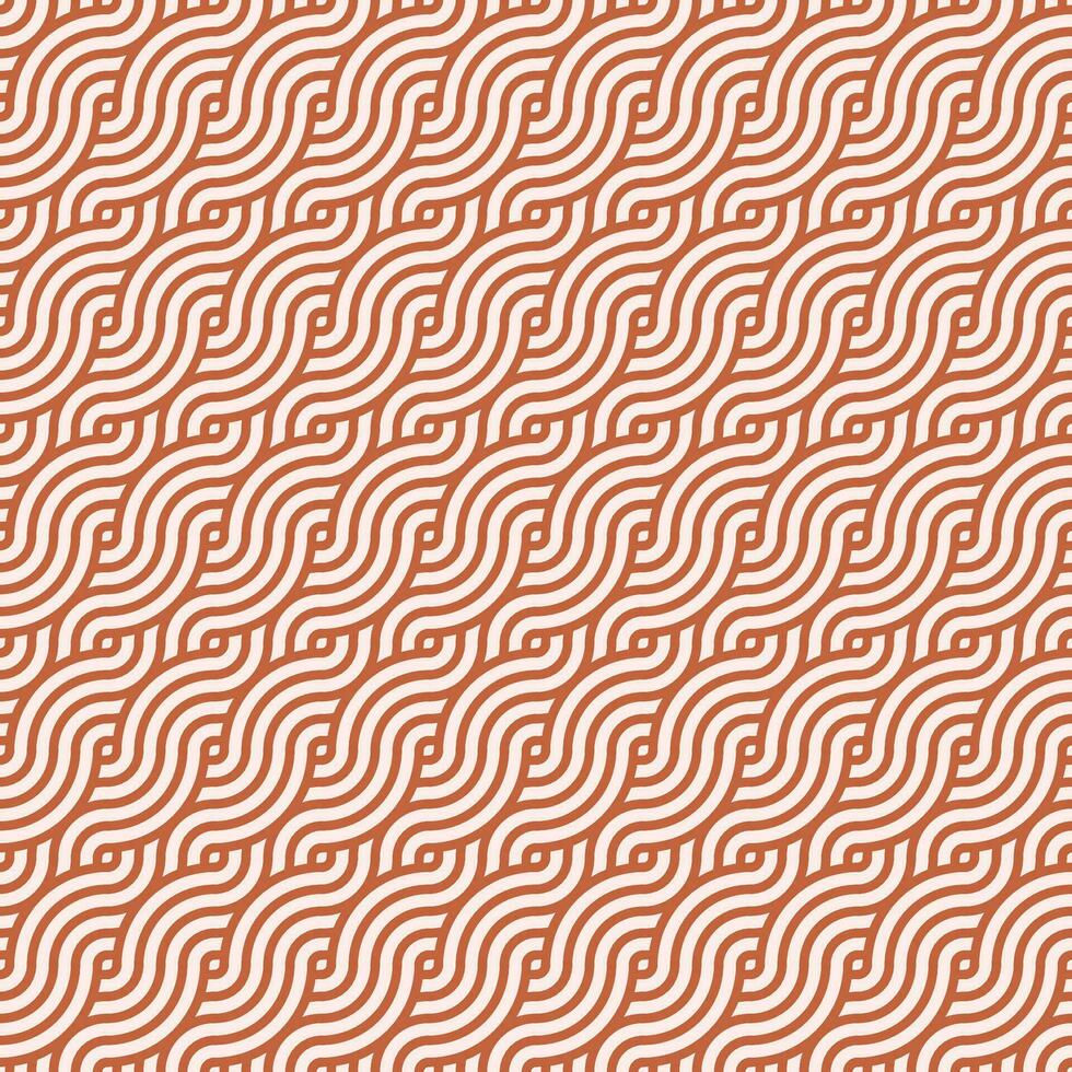 Brown seamless geometric japanese circles swirls and waves pattern vector