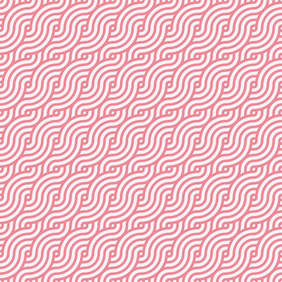 Pink seamless geometric japanese circles swirls and waves pattern vector