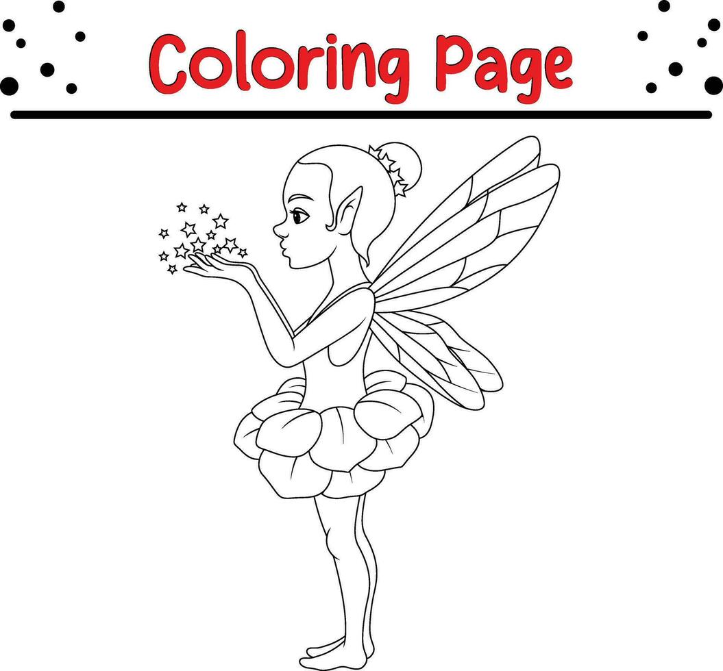 cute fairy coloring page blows stars vector