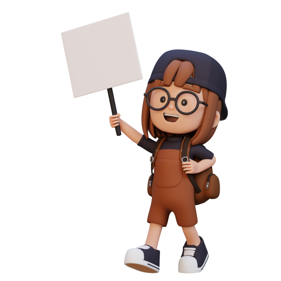 3d fille personnage en portant une Vide placard png