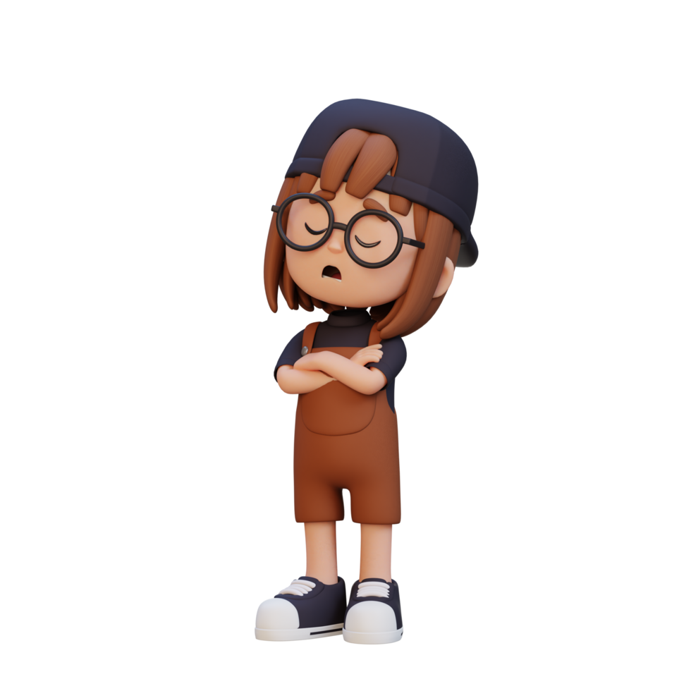 3d fofa menina personagem rejeição pose png