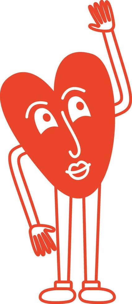 rojo gracioso retro brillante maravilloso corazón, ilustración de juguetón amor corazones para san valentin día en línea estilo vector