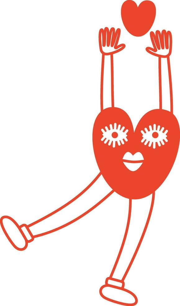 rojo gracioso retro brillante maravilloso corazón, ilustración de juguetón amor corazones para san valentin día en línea estilo vector