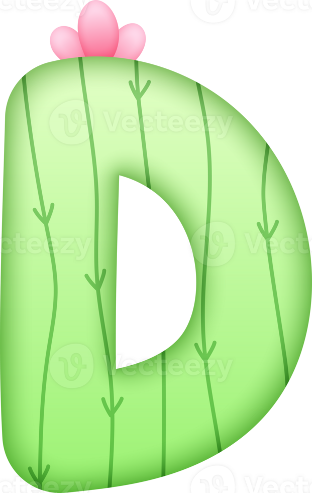 Cactus Alphabet Cute Letter D png