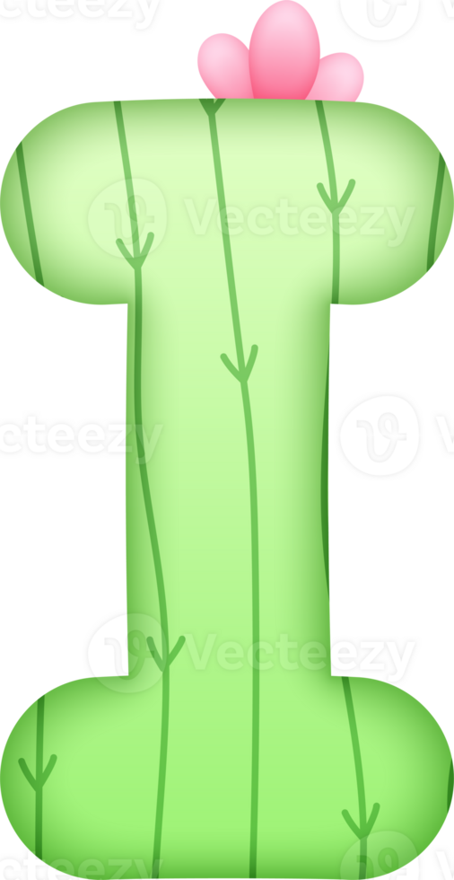 Cactus Alphabet Cute Letter I png