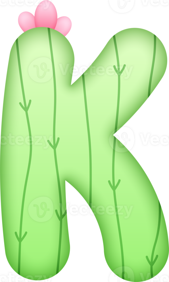 Cactus Alphabet Cute Letter K png