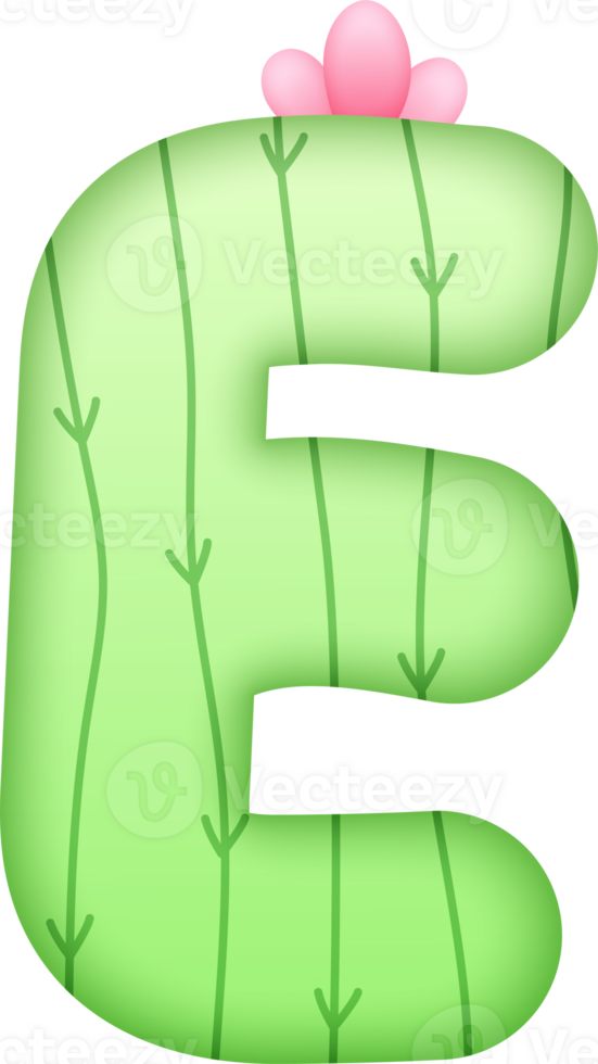 Cactus Alphabet Cute Letter E png