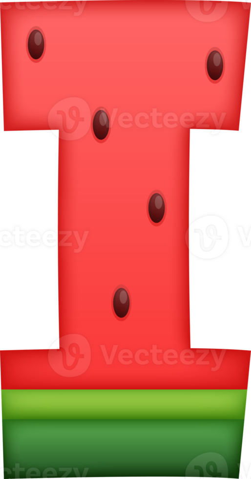 Watermelon Alphabet Cute Letter I png