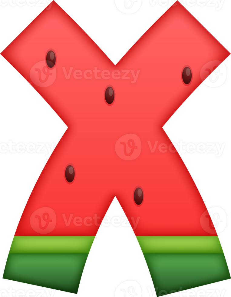 Watermelon Alphabet Cute Letter X png