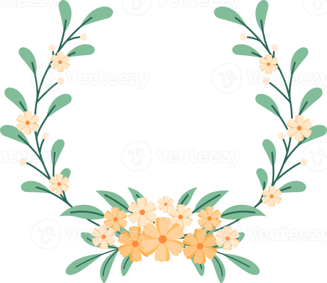 Circle Leaf Flower Frame png
