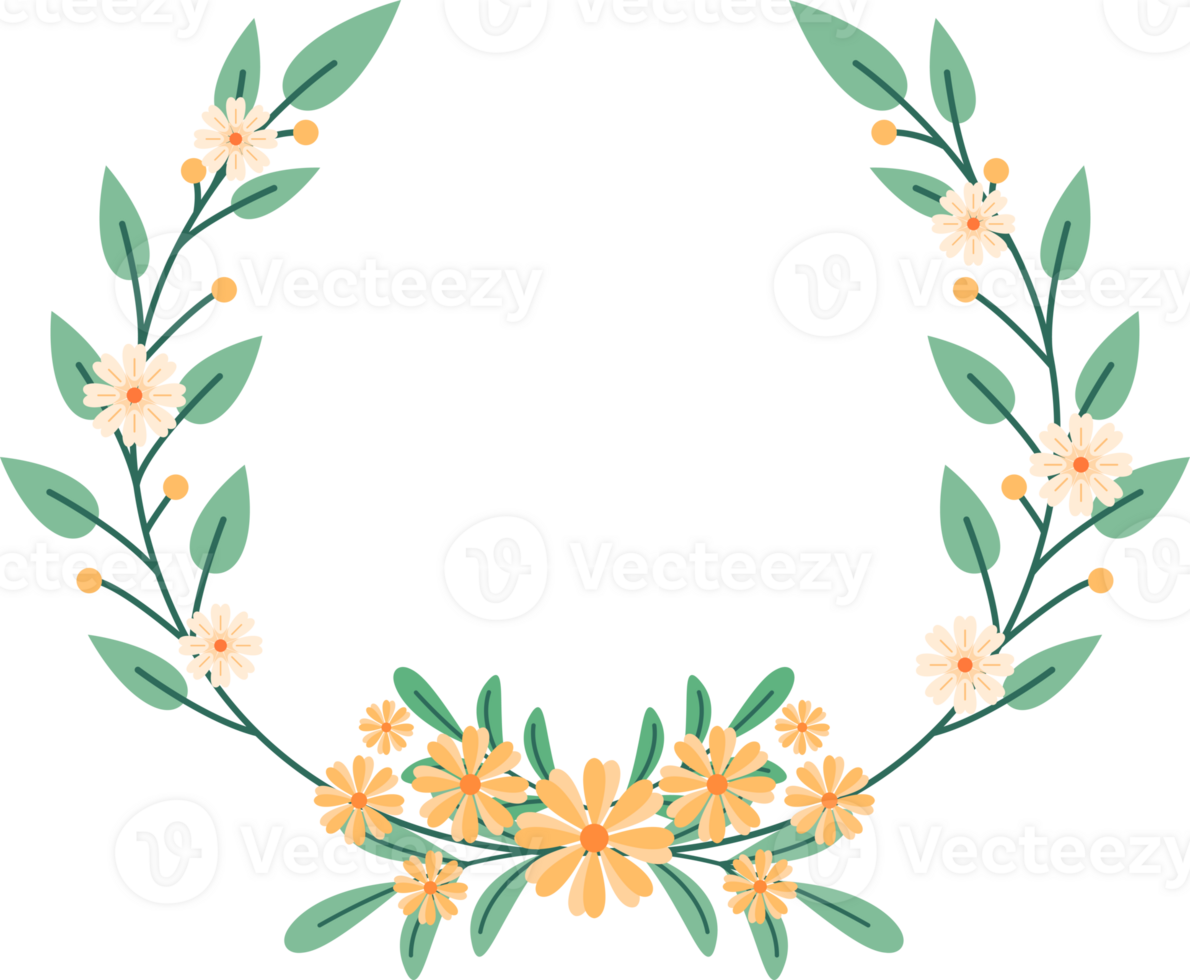 Circle Leaf Flower Frame png